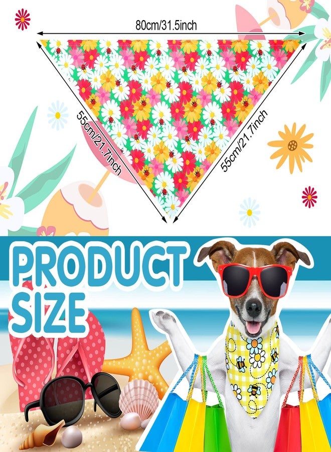 Eccliy 30 Pack Summer Flower Dog Bandanas Bulk Soft Triangle Dog Scarfs Polyester Bandana Pet Costume Cute Scarf Bibs with Flowers Patterns for Small Medium Large(Flower,X-Large) - Image 2